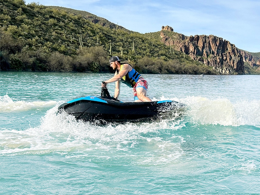 Man Riding A Jet Ski In A Lake In Arizona