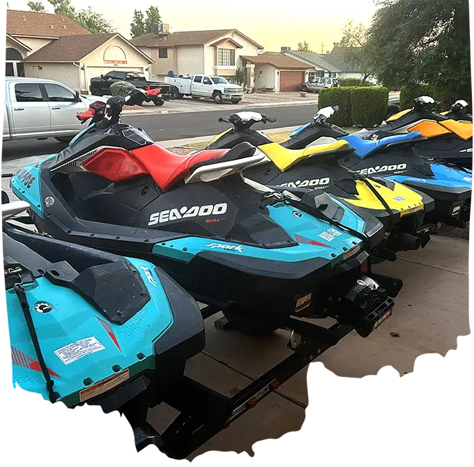 Lineup Of Sea-Doo Jet Skis Rentals