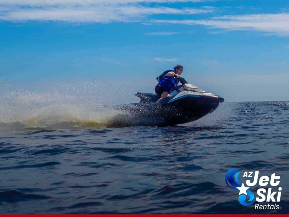 Person enjoying a ride on the water with Jet Ski Delivery from AZ Jet Ski Rentals